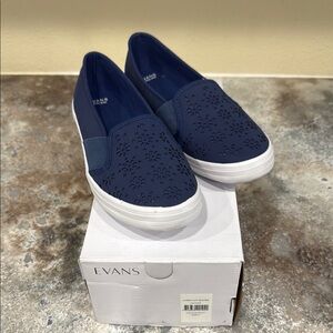 Evans Blue Slip-On Sneakers with Vulcanized Sole